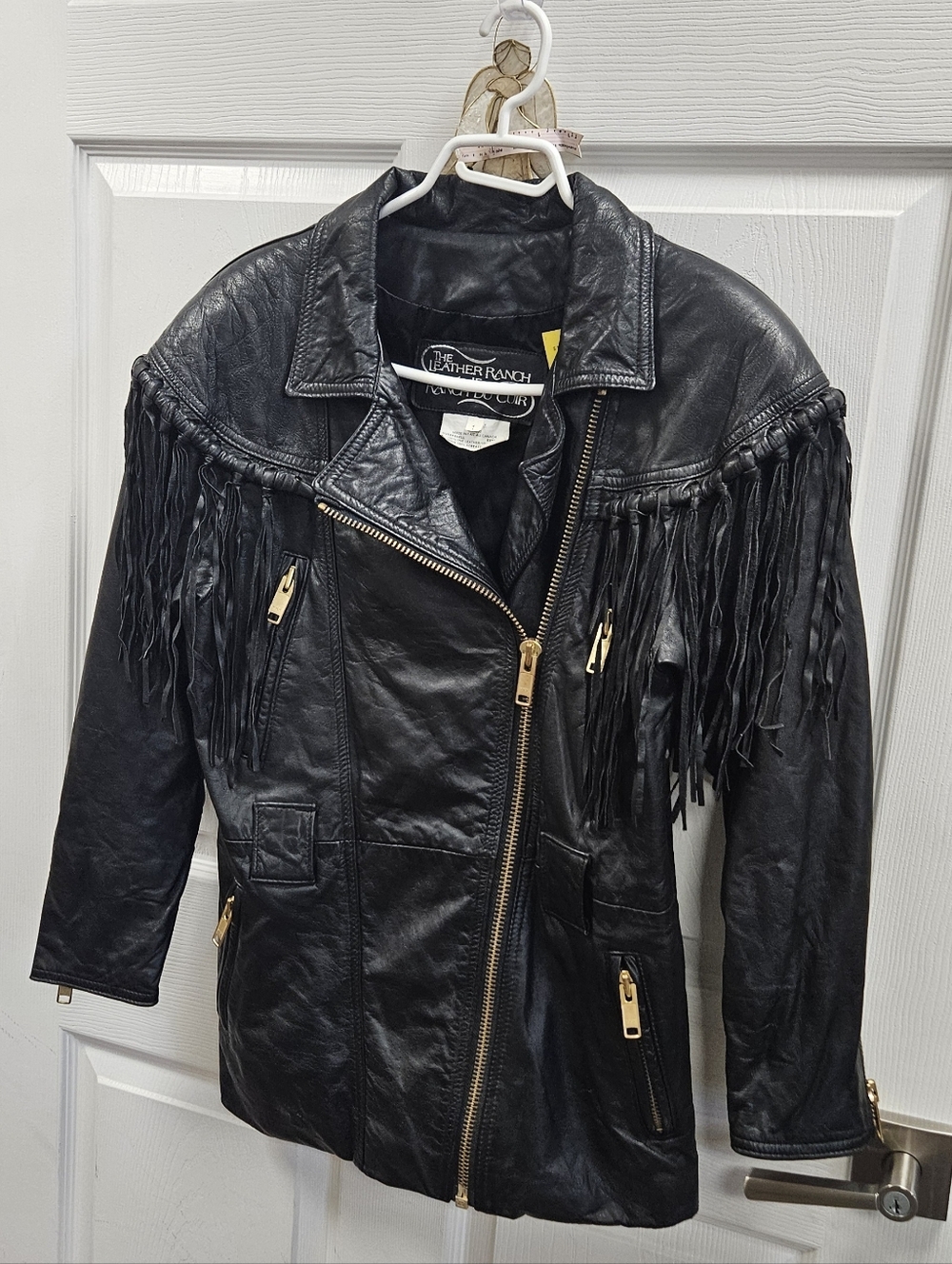 Vintage Women's Black Fringe Leather Jacket